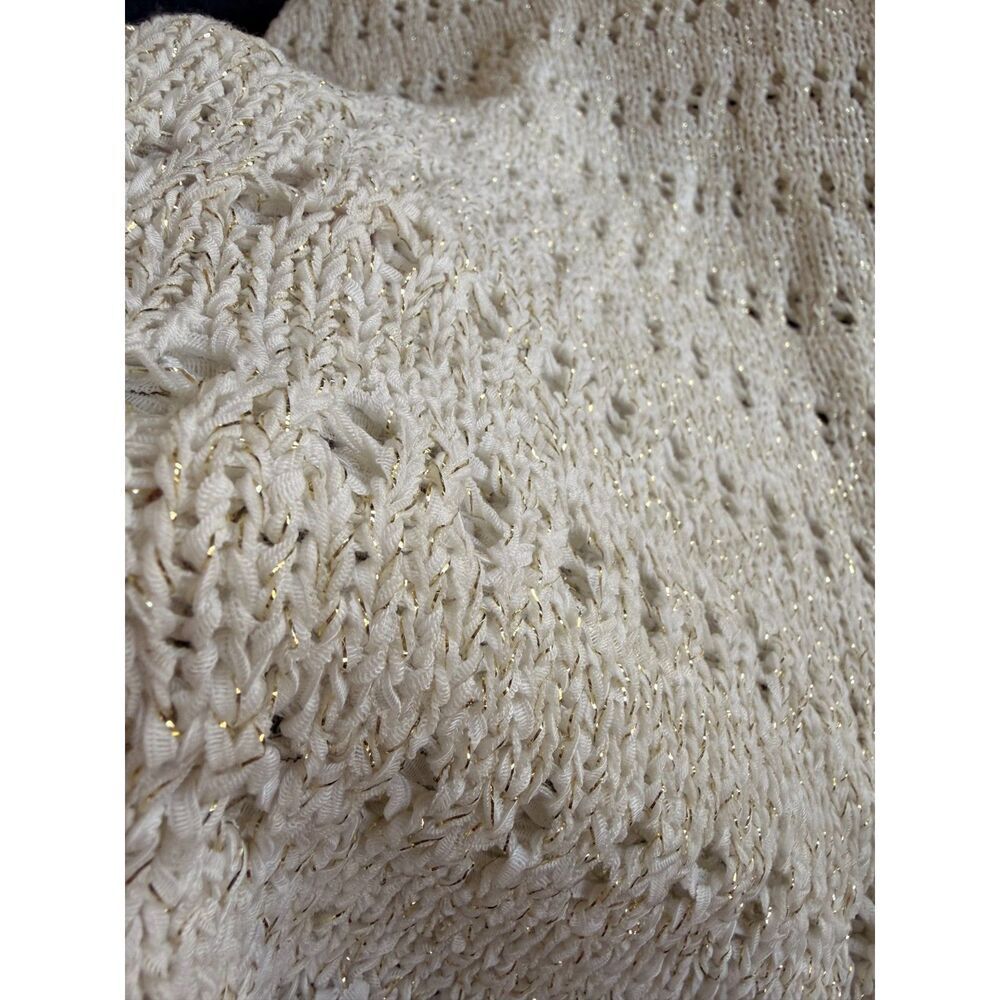 Lilly Pulitzer Open Knit Tank Top Cream Gold Metallic Shimmer Size XS Sleeveless - Picture 4 of 5